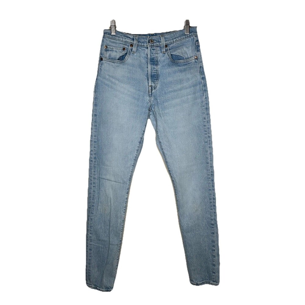 Levis Premium Womens Size Waist 27 L 32 High Rise Skinny 501 Light Wash Jeans